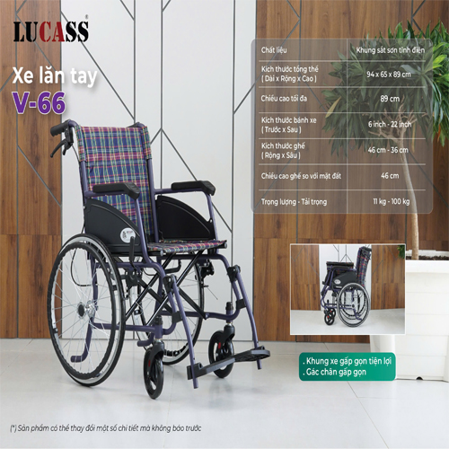  Xe Lăn Sắt Sơn Có Thắng Lucass V66